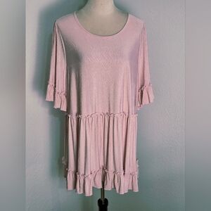Hailey & Co. Pink Ruffle Tiered Babydoll Top, Size 3X